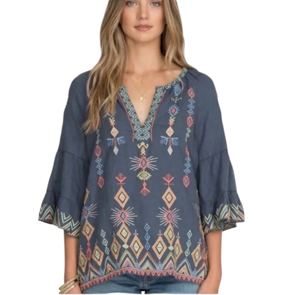 Johnny Was Tops - Johnny Was bell sleeve linen tunic size XS